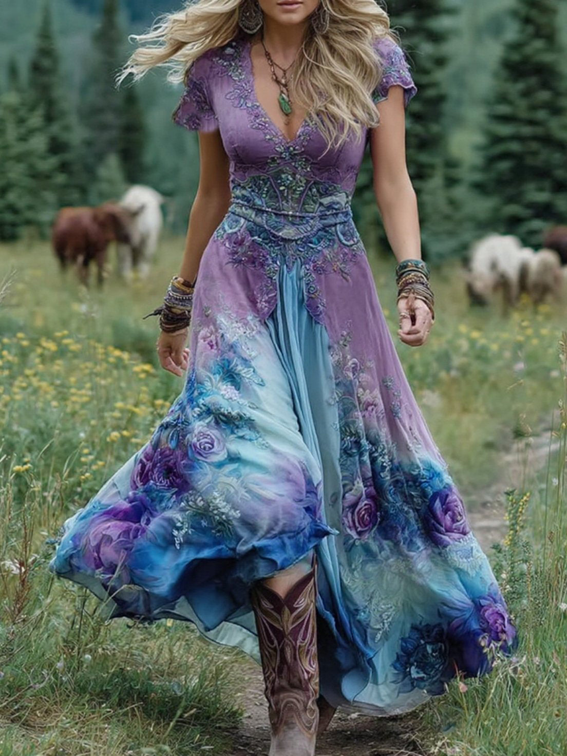 C&G™ | Embroidered Maxi Dress