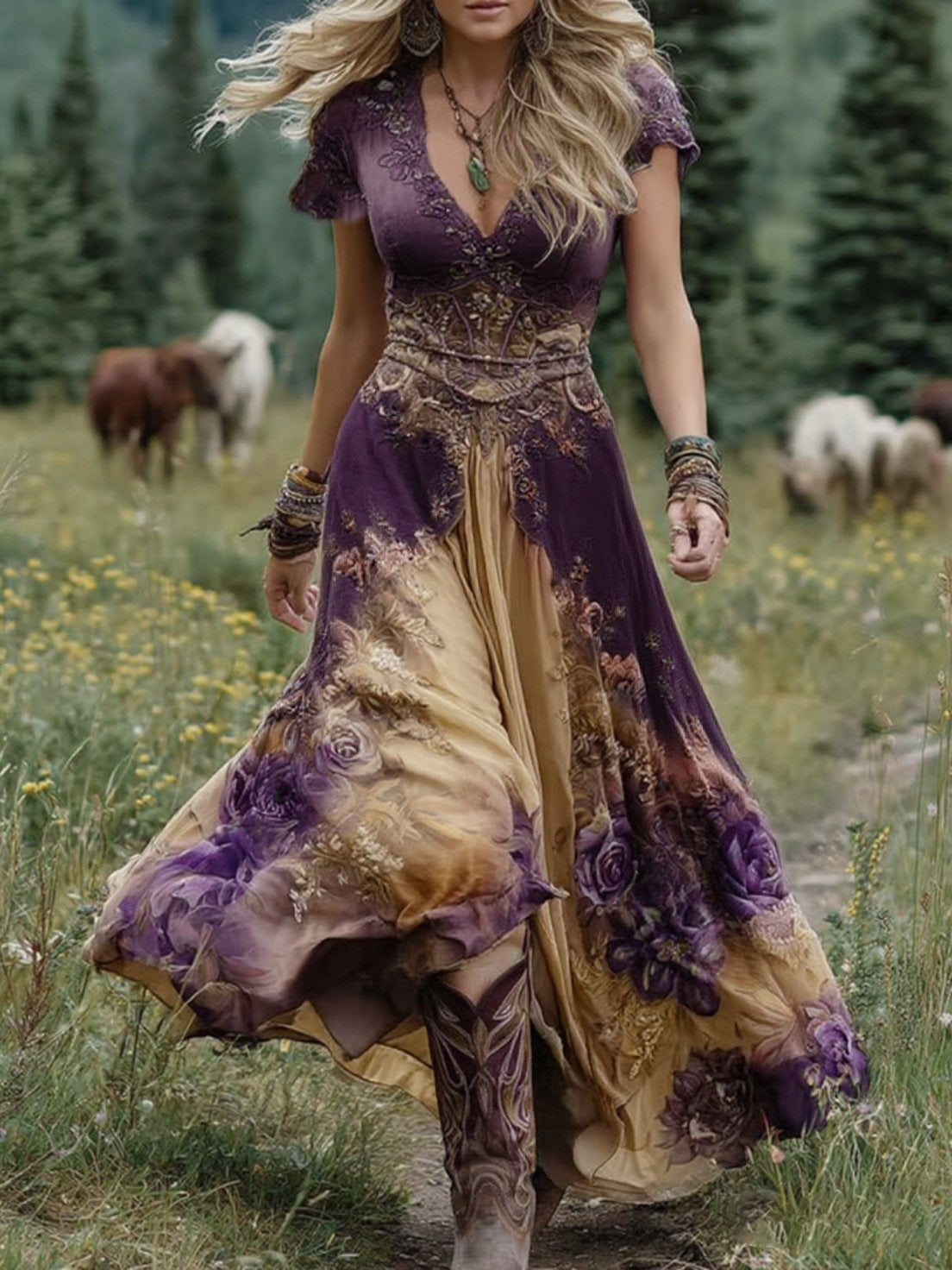 C&G™ | Embroidered Maxi Dress