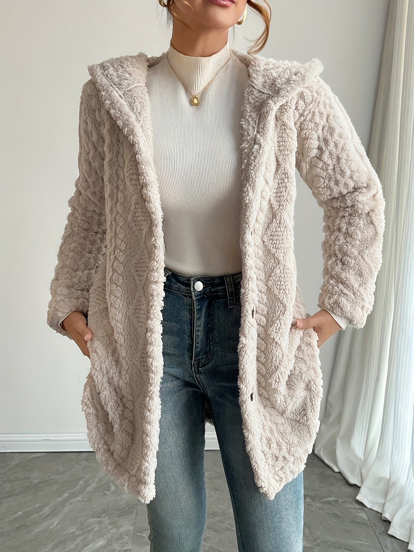 C&G™ | Faux Fur Hooded Cardigan