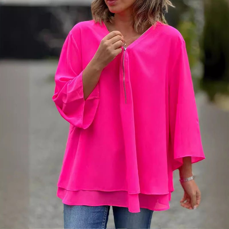 C&G™ | Chiffon Zipper Blouse