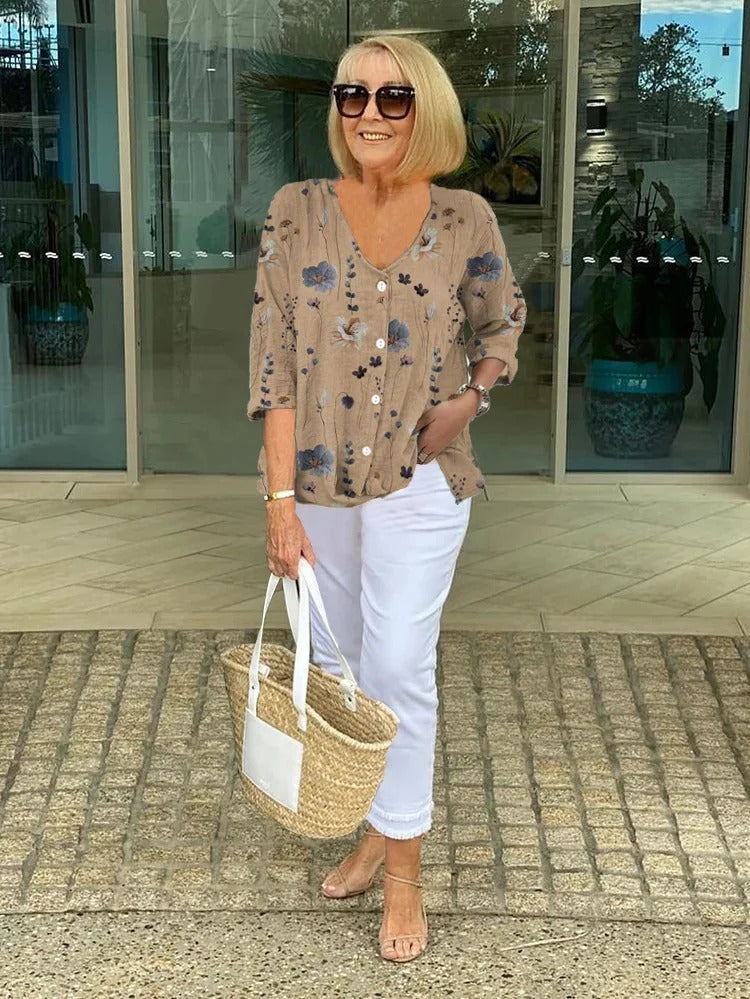 C&G™ | Printed Button-Up Tunic Top