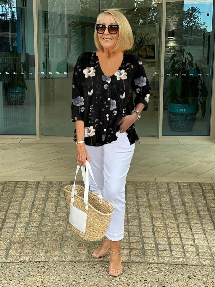 C&G™ | Printed Button-Up Tunic Top