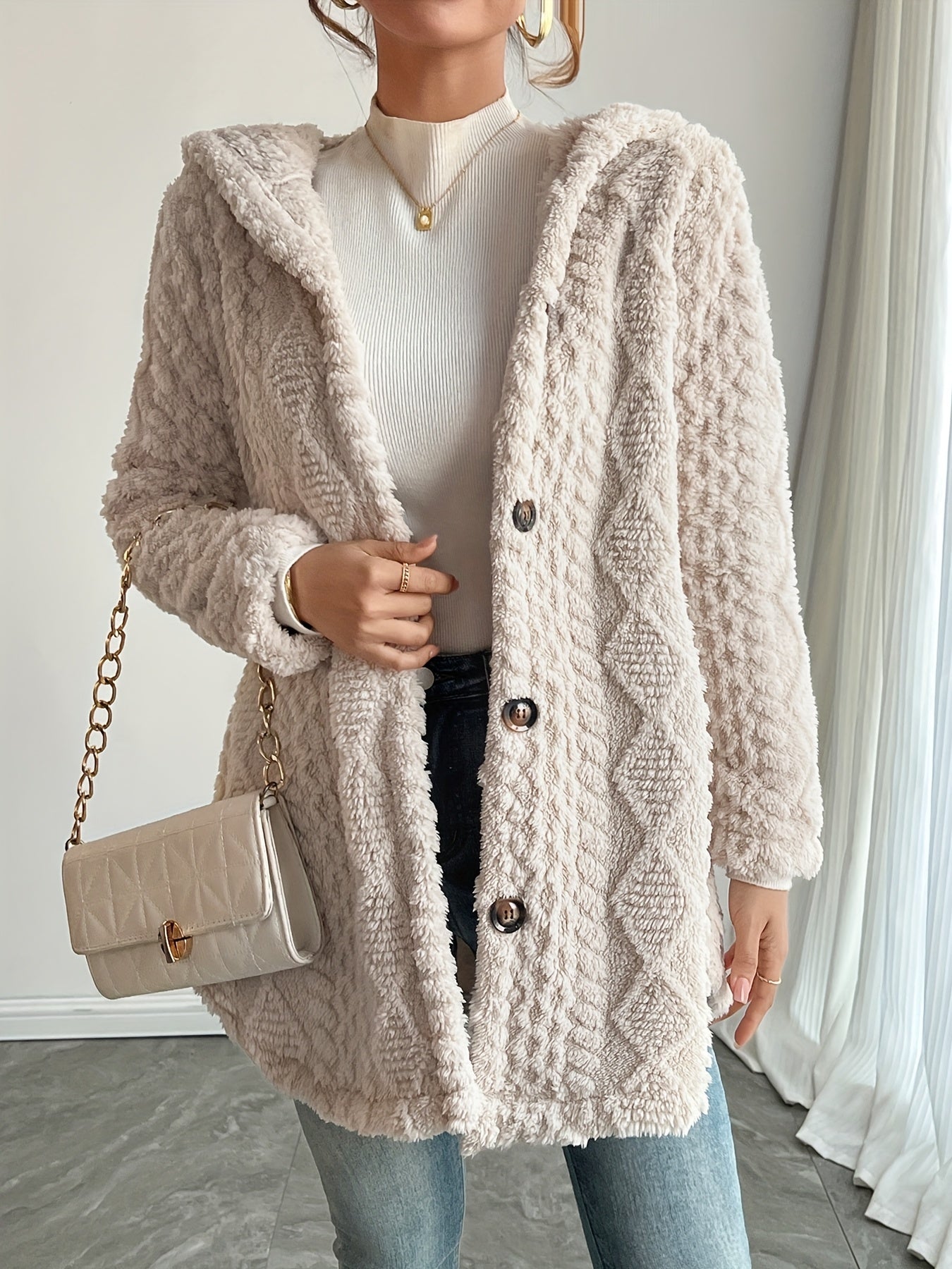 C&G™ | Faux Fur Hooded Cardigan