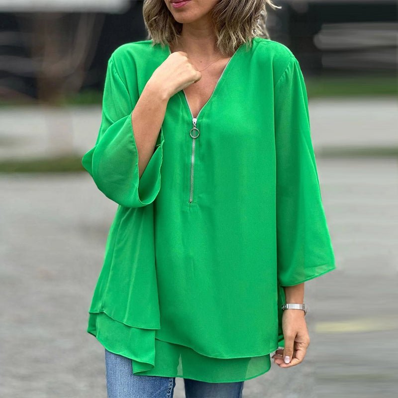 C&G™ | Chiffon Zipper Blouse
