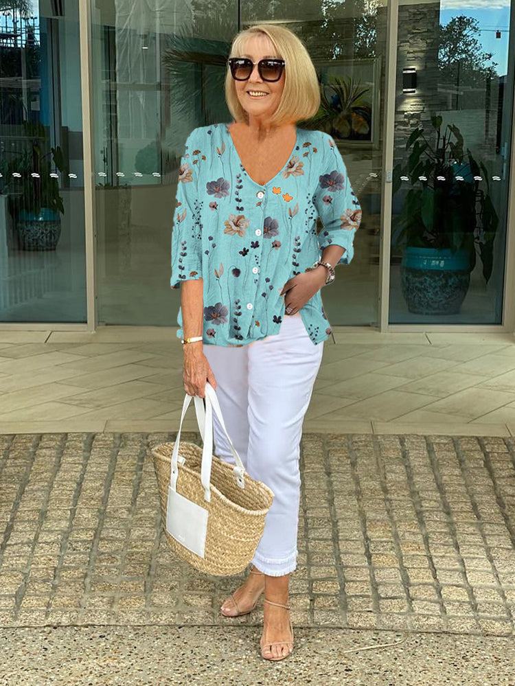 C&G™ | Printed Button-Up Tunic Top