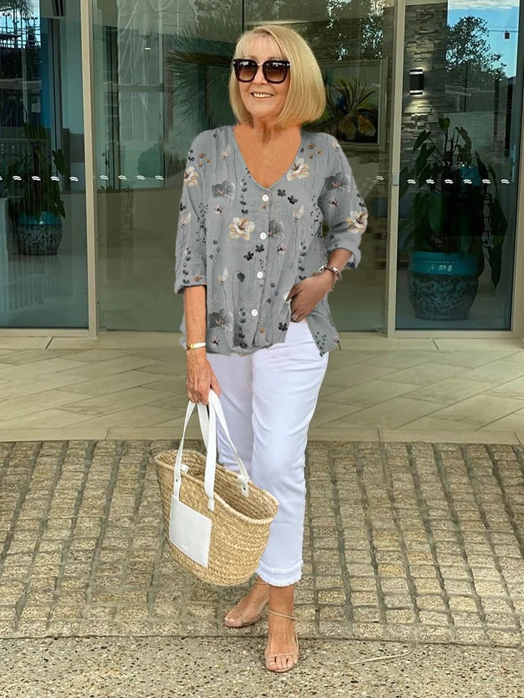 C&G™ | Printed Button-Up Tunic Top