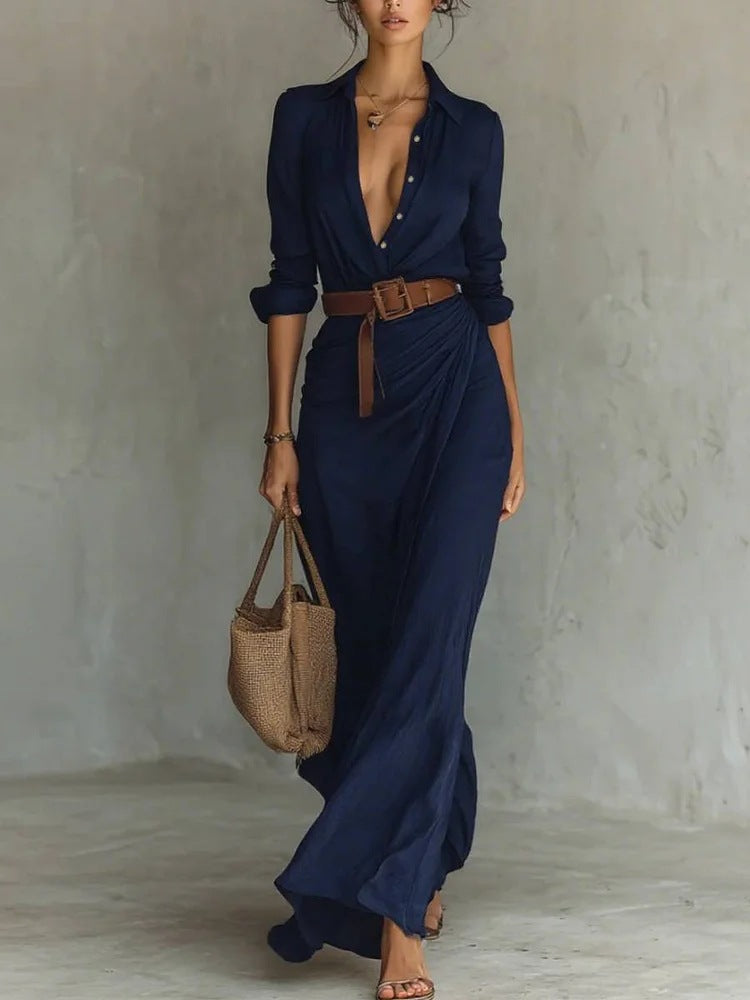 C&G™ | Lapel-Wrap Maxi Dress