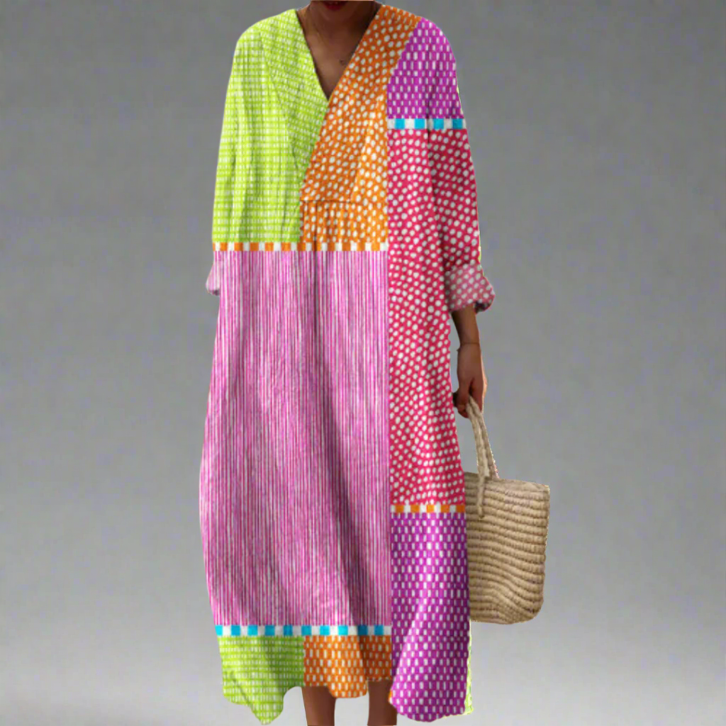 C&G™ | Patchwork Polka Dot Maxi Dress