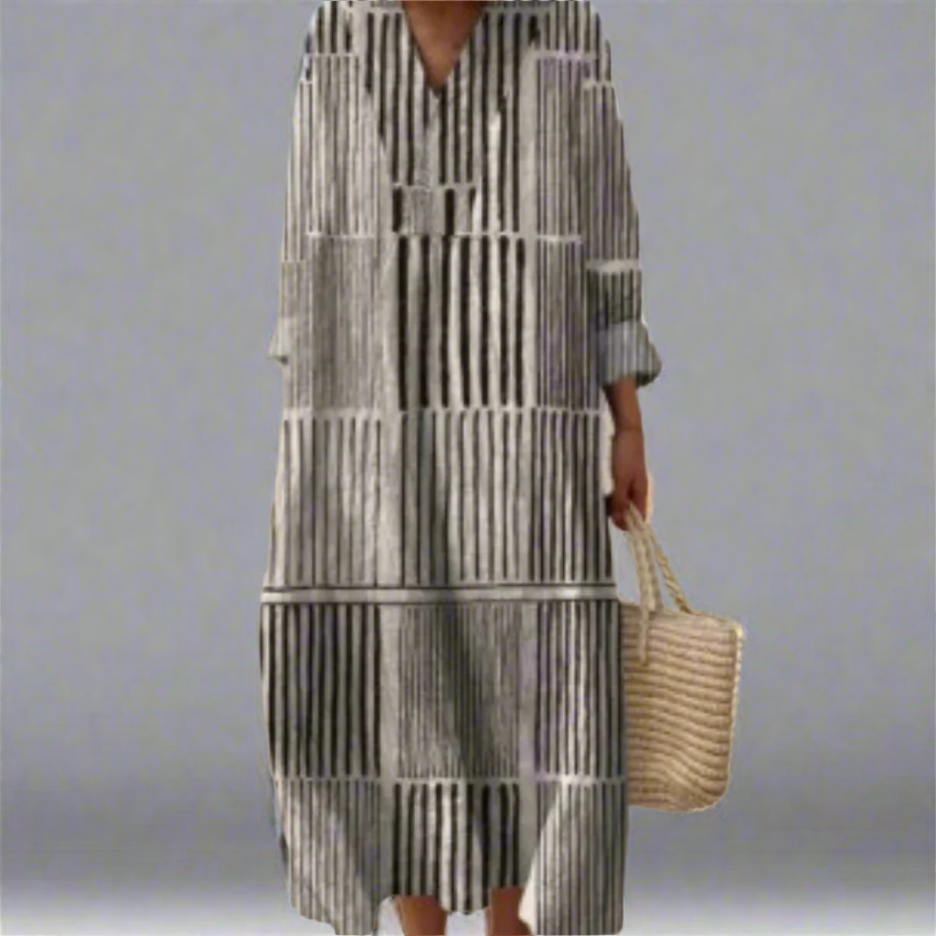 C&G™ | Monochrome Stripe Comfort Dress