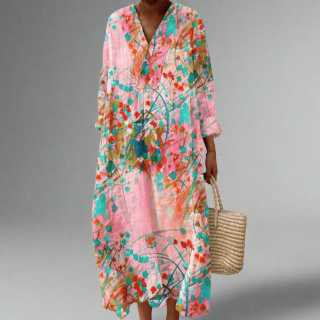 C&G™ | Soft Blush Floral Flow Dress
