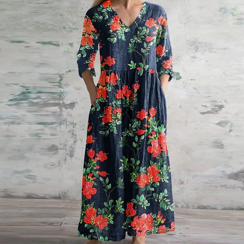 C&G™ | Vintage Floral Maxi Dress