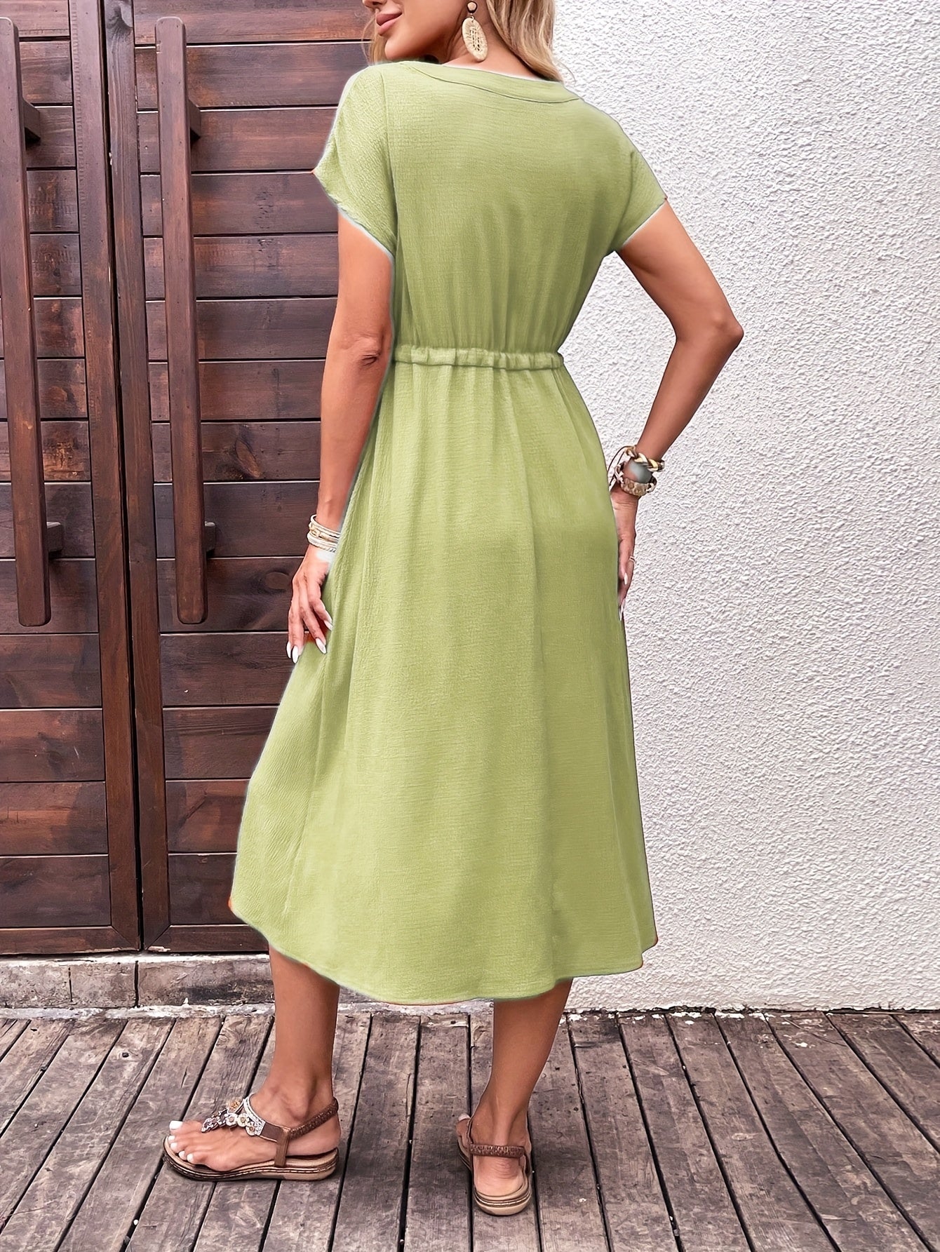 C&G™ | Elegant Tie-Waist Midi Dress