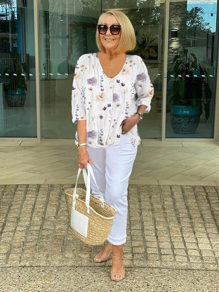 C&G™ | Printed Button-Up Tunic Top