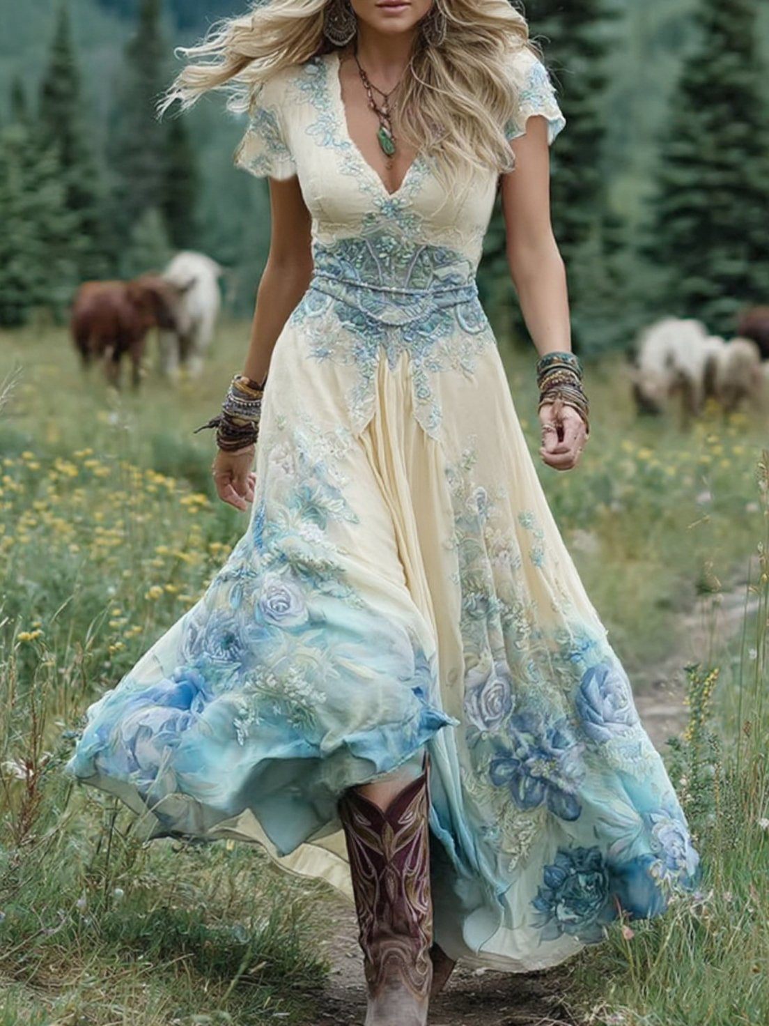 C&G™ | Embroidered Maxi Dress