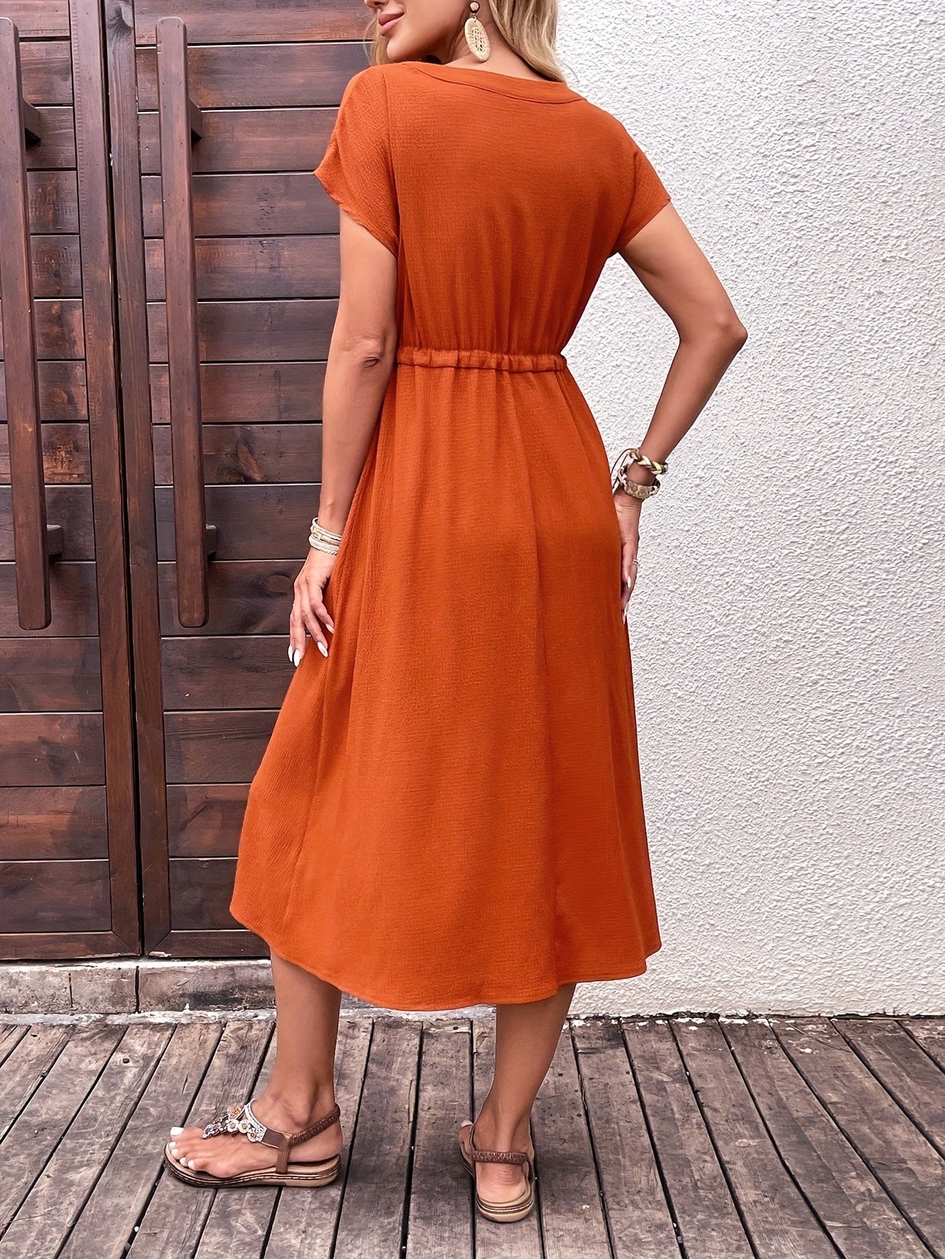 C&G™ | Elegant Tie-Waist Midi Dress