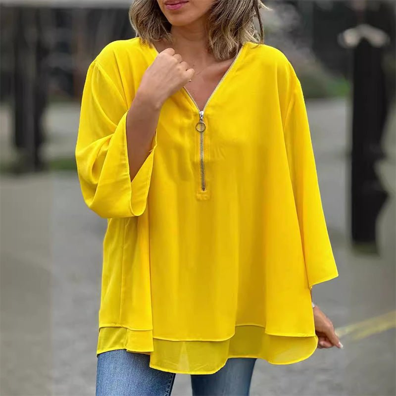 C&G™ | Chiffon Zipper Blouse