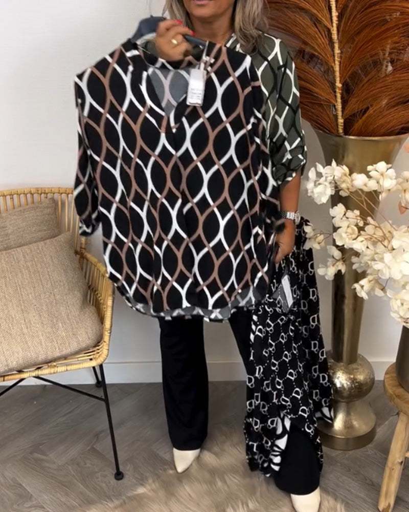 C&G™ | Casual Blouse With Long Sleeves And Elegant Pattern