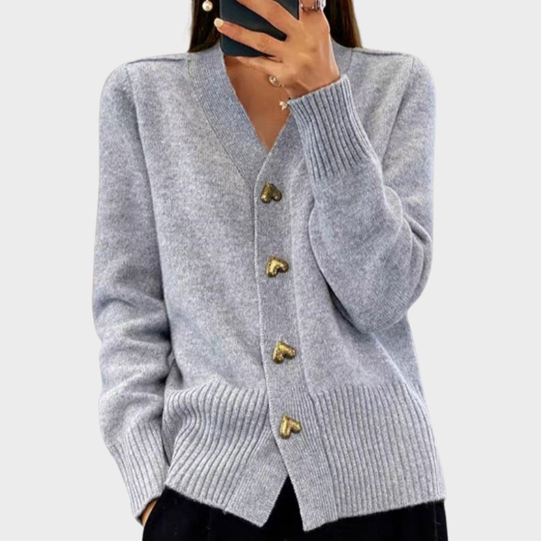 C&G™ | Elegant Heart Button Cardigan