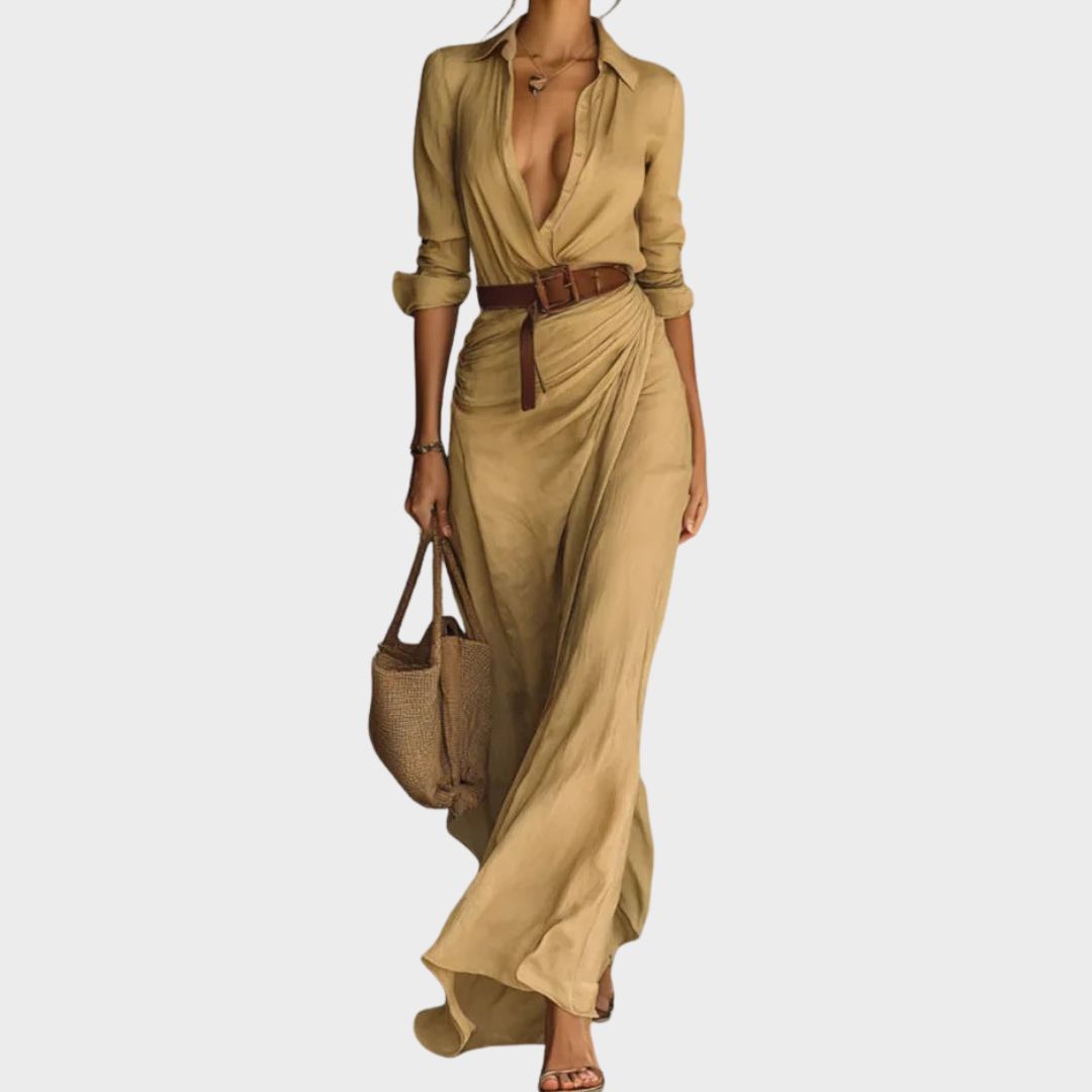 C&G™ | Lapel-Wrap Maxi Dress
