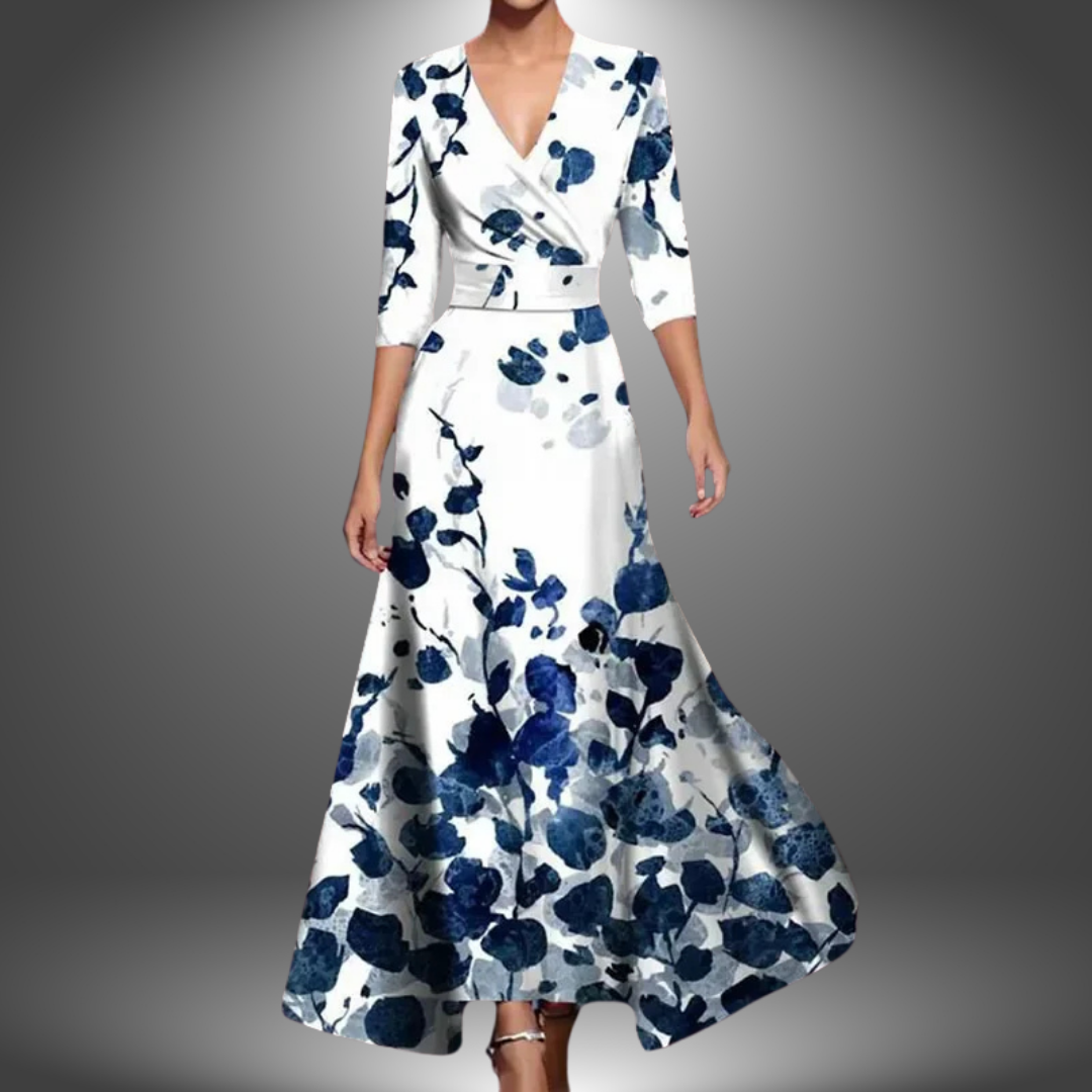C&G™| Flattering V-Neck Half Sleeve Boho Maxi Dress.