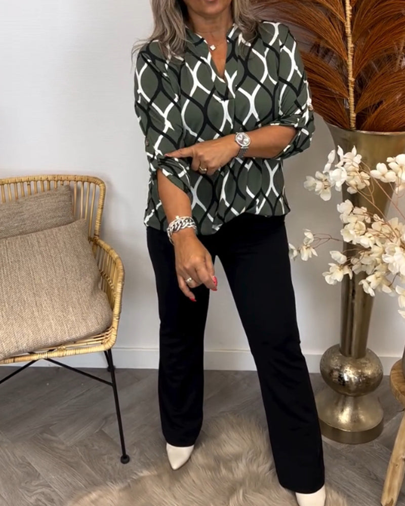 C&G™ | Casual Blouse With Long Sleeves And Elegant Pattern