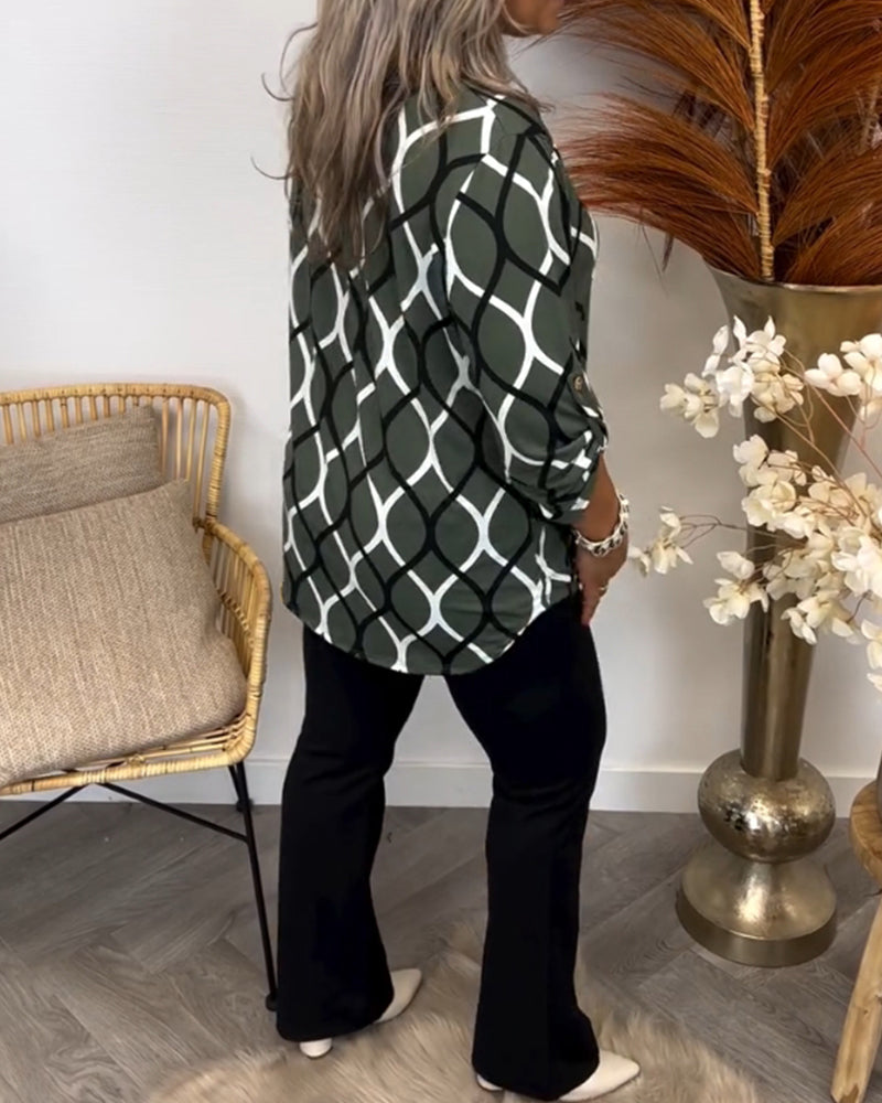 C&G™ | Casual Blouse With Long Sleeves And Elegant Pattern