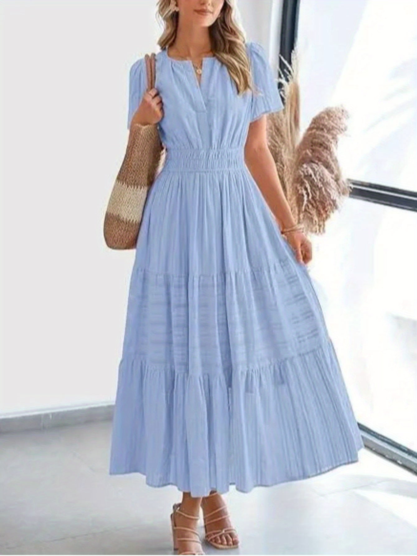 C&G™ | Pleated Swing Maxi Dress