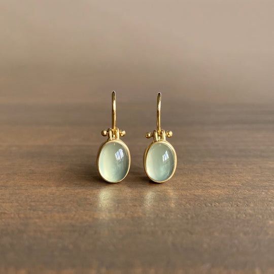 C&G™| Vintage Earrings Featuring Green Moonstone.