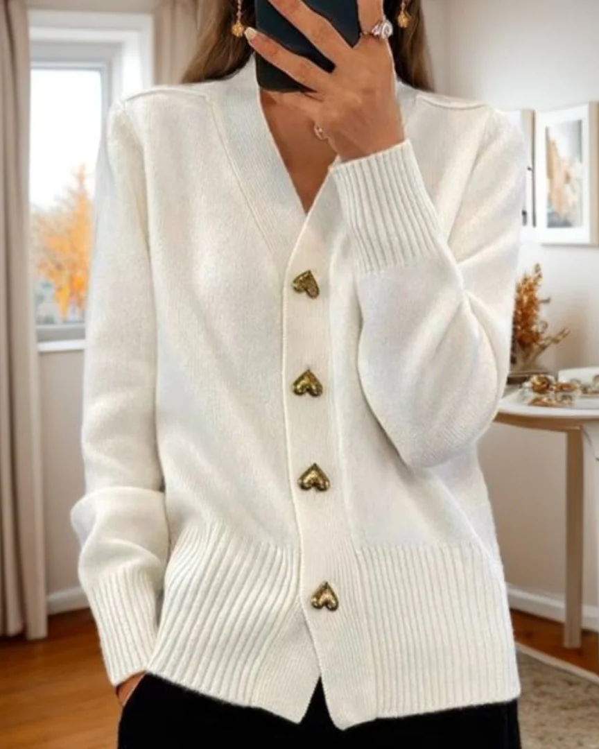 C&G™ | Elegant Heart Button Cardigan