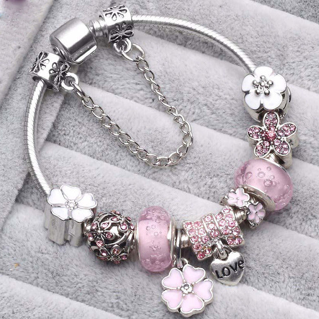 C&G™| Vintage Rose Silver Bracelet