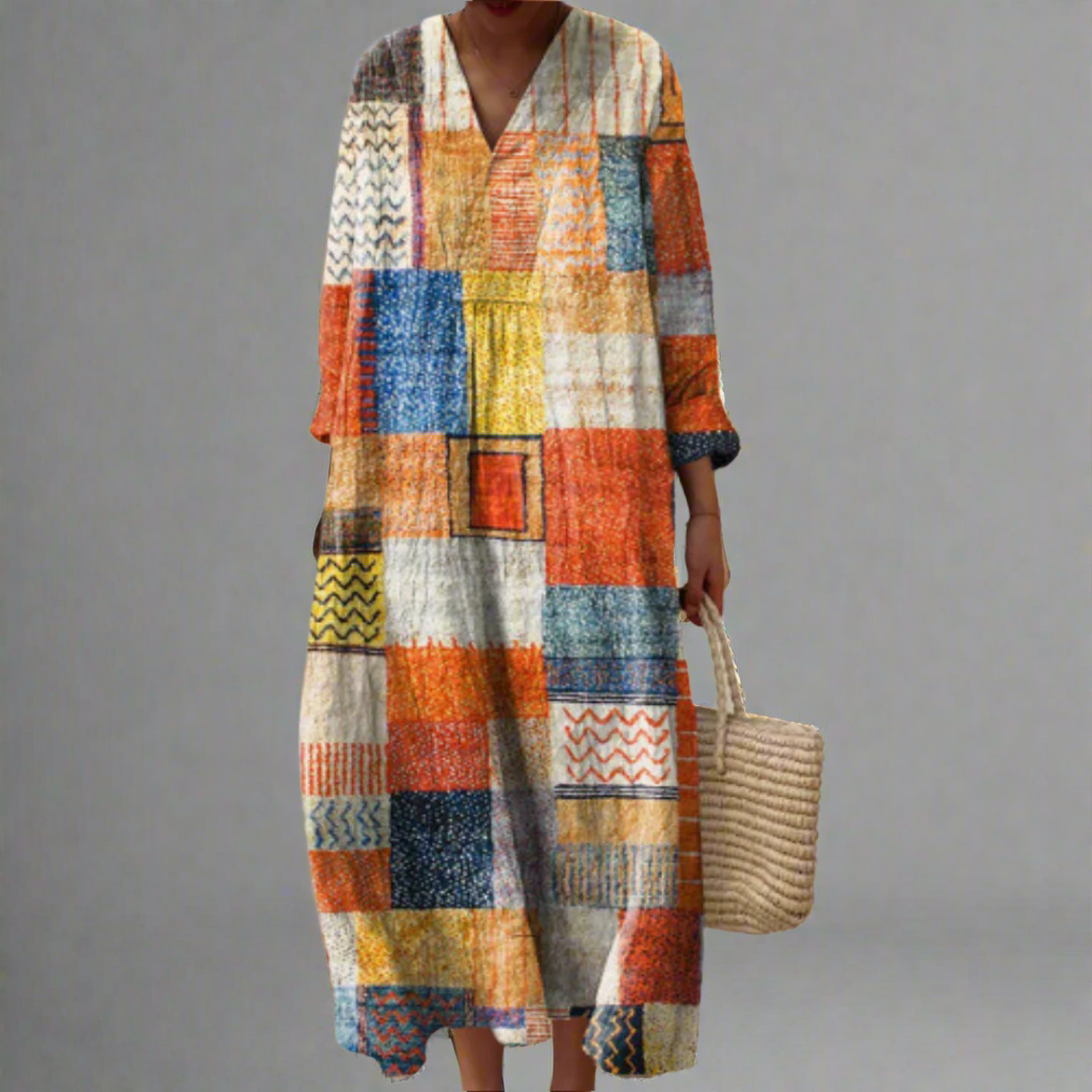 C&G™ | Patchwork Harmony Bohemian Maxi Dress