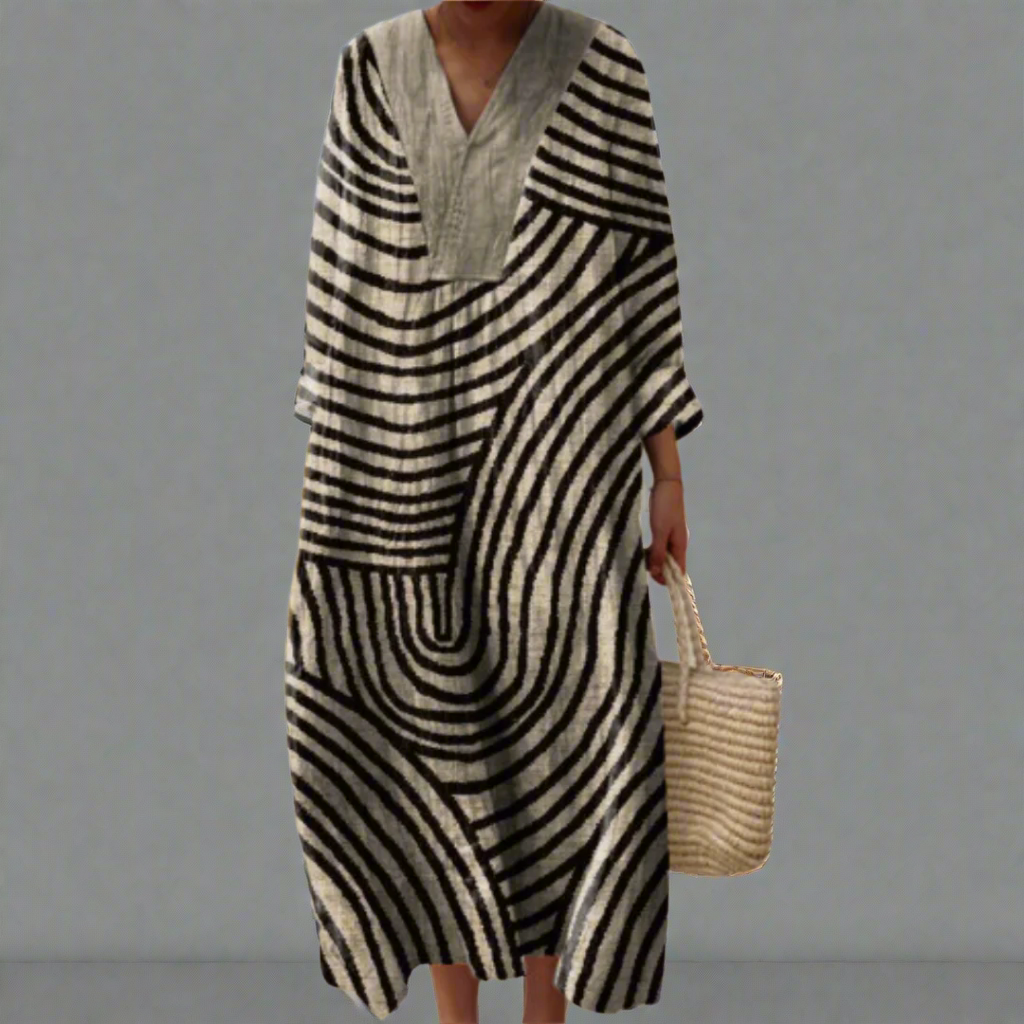 C&G™ | Monochrome Maze Flow Dress