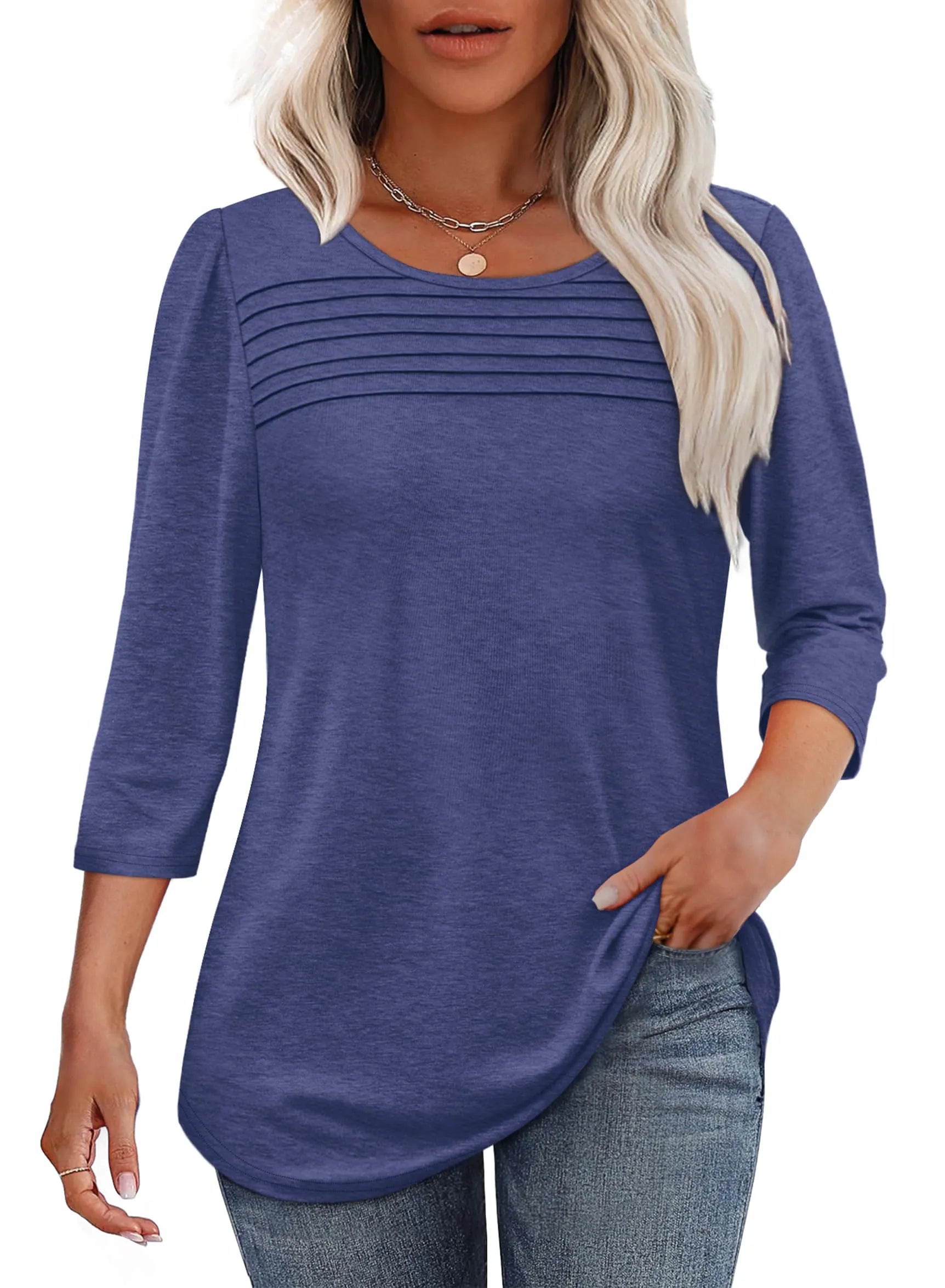 C&G™ | Pleated 3/4 Sleeve Top