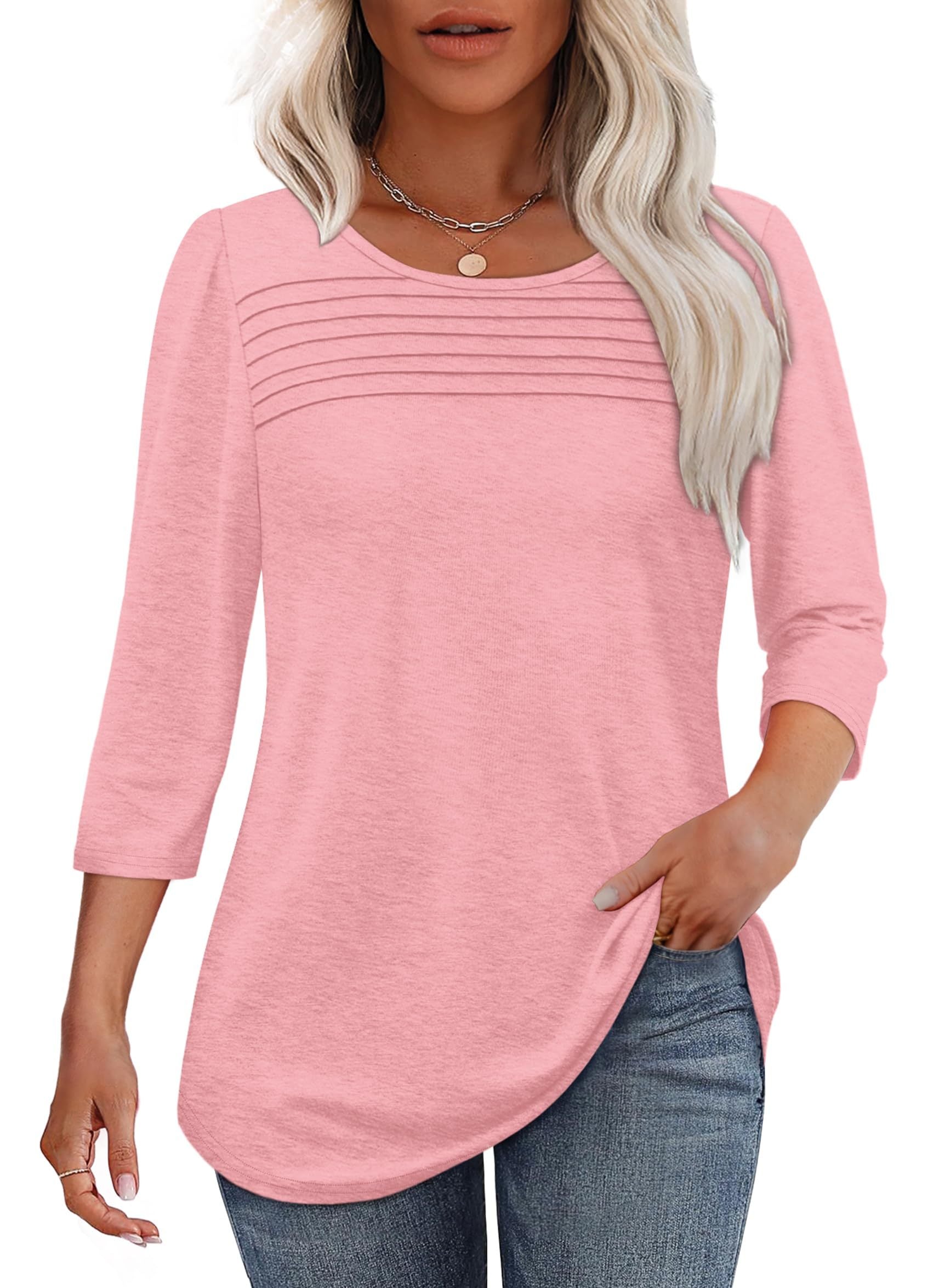 C&G™ | Pleated 3/4 Sleeve Top