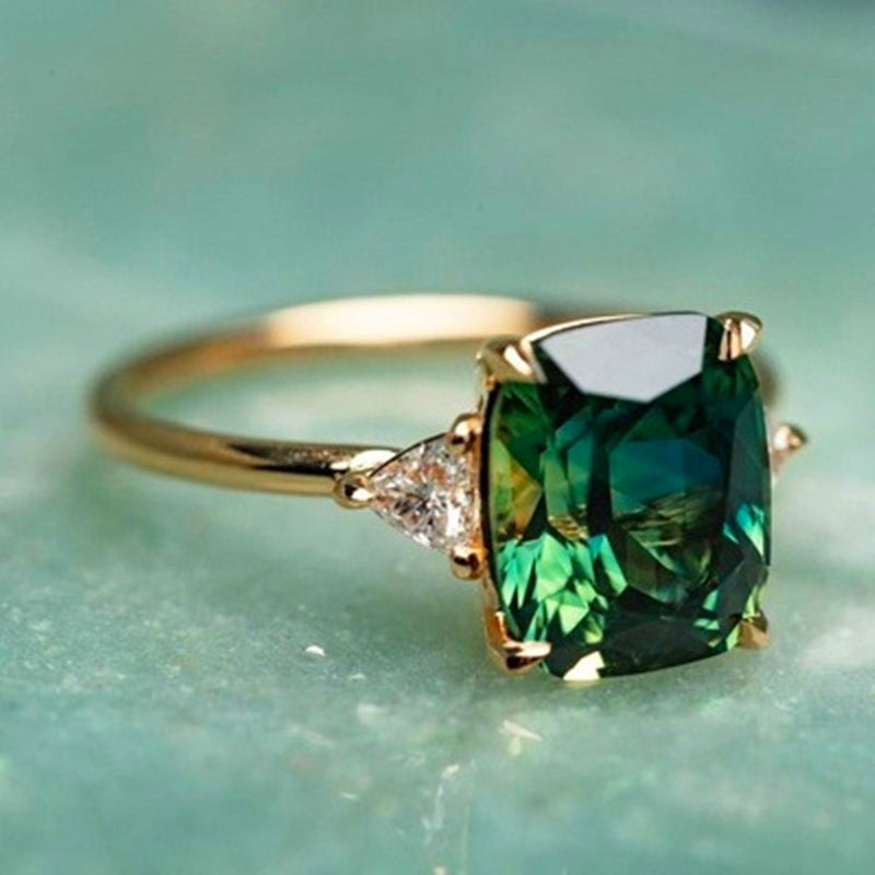 C&G™| Gold Ring with Green Zirconium