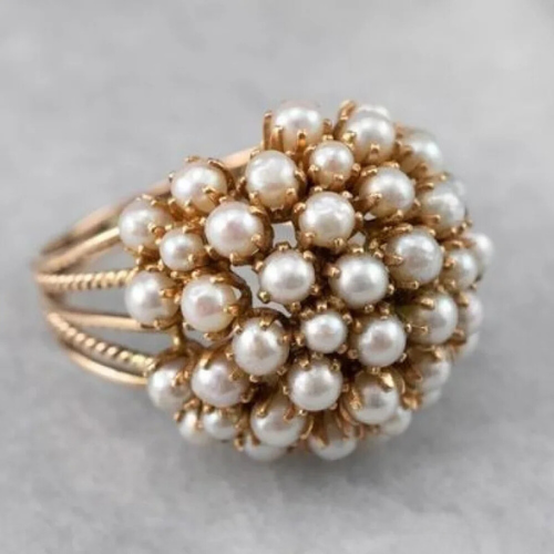 C&G™| Bush Ring With Inlaid Pearls