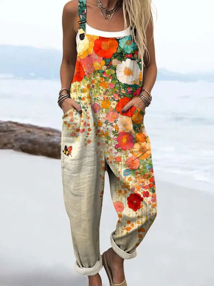 C&G™| Vintage Floral Jumpsuit For Women - Effortless Style And All-Day Comfort.
