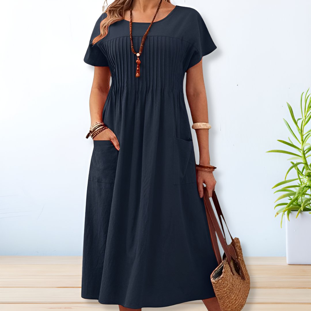 C&G™ | Flattering Pleated Midi Dress