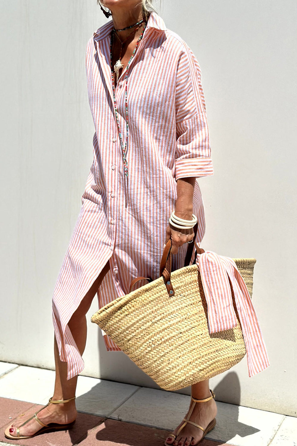 C&G™ | Timeless Striped Shirt Dress With Elegant Comfort