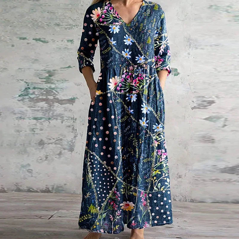 C&G™ | Vintage Floral Maxi Dress