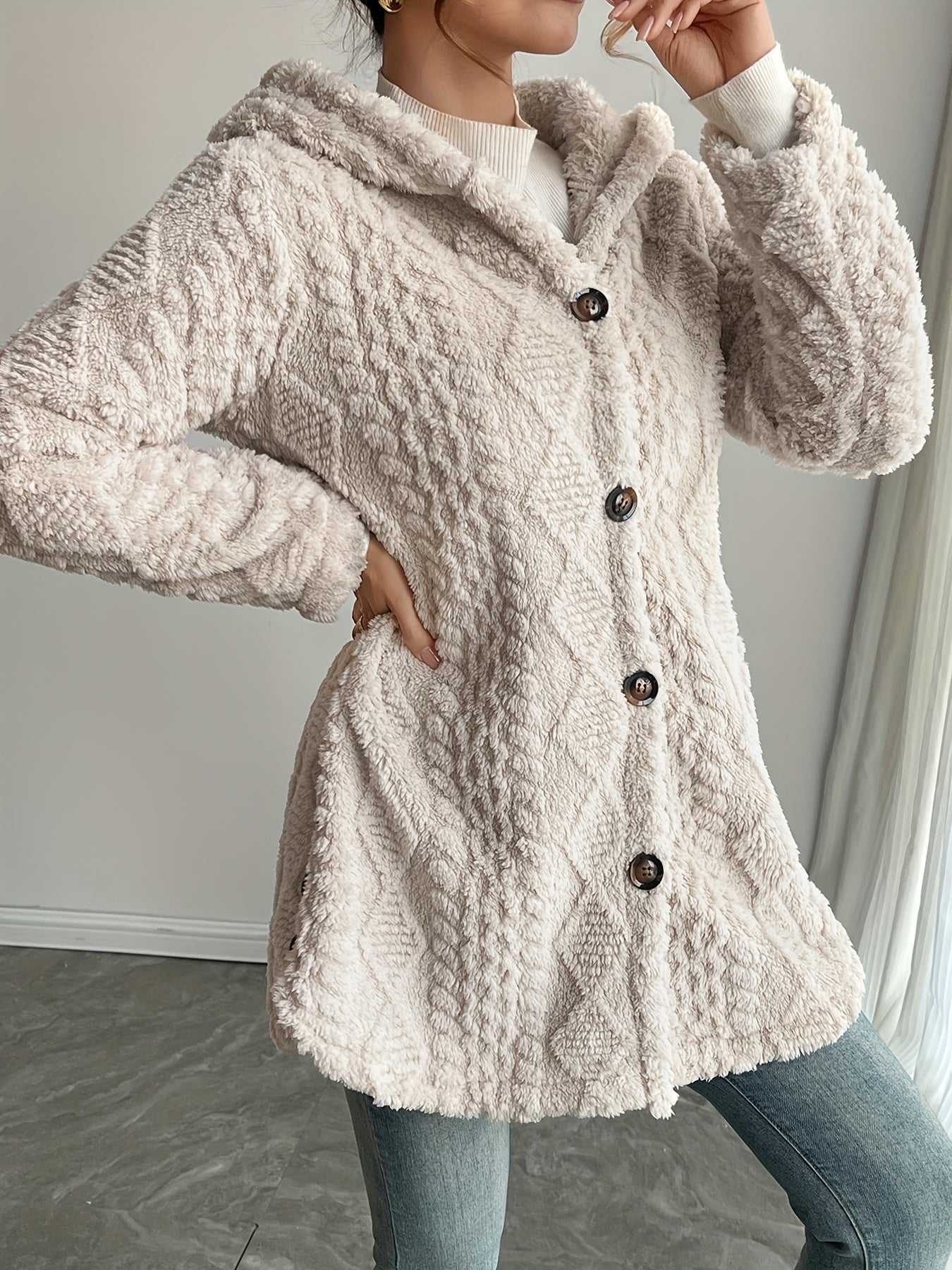 C&G™ | Faux Fur Hooded Cardigan
