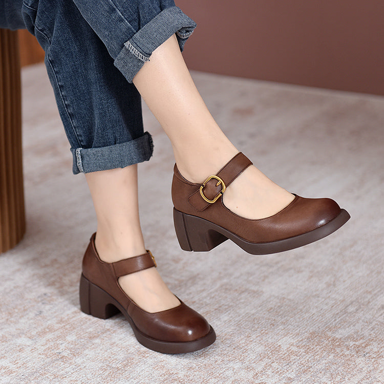 C&G™| Agnes Leather Mary Janes