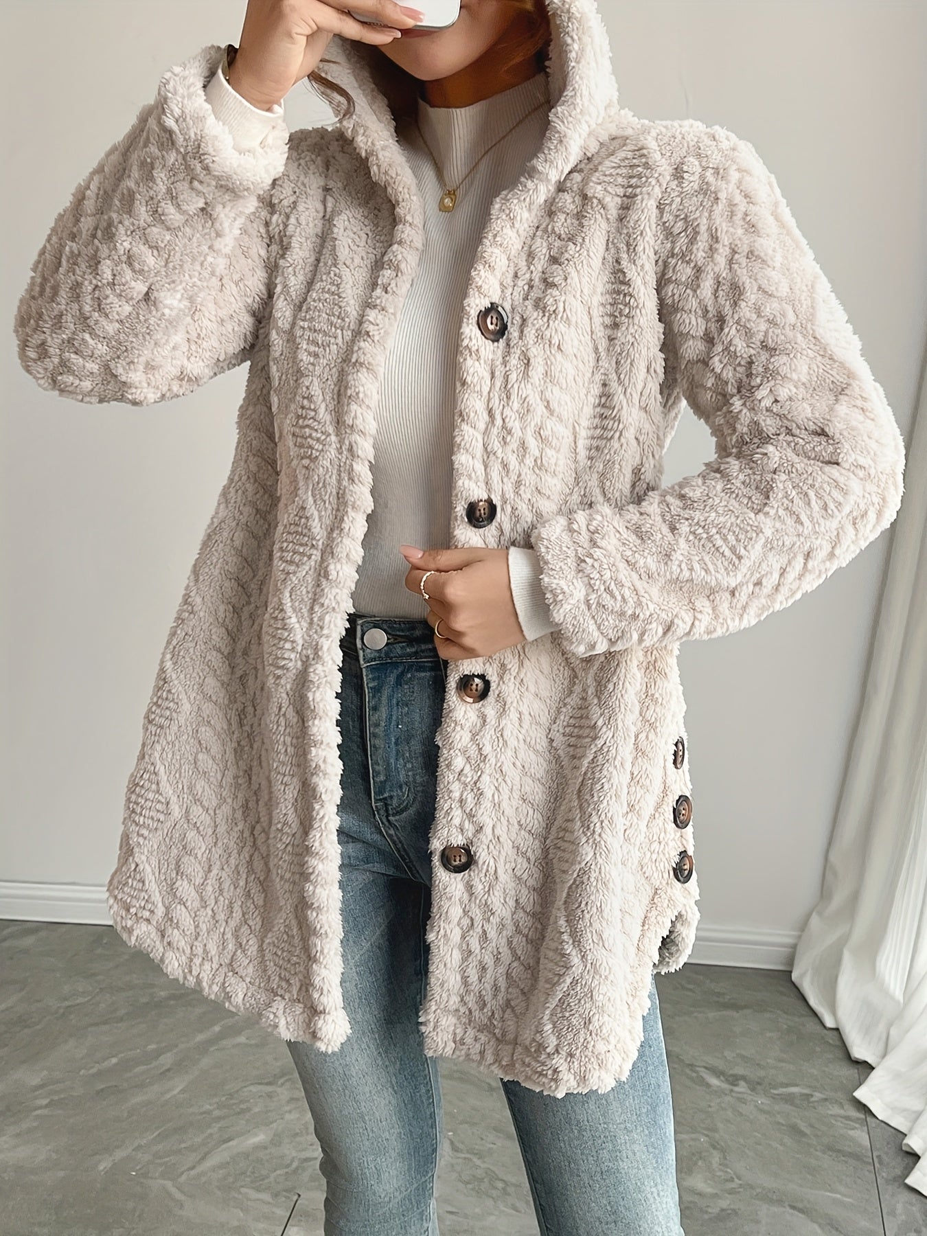 C&G™ | Faux Fur Hooded Cardigan