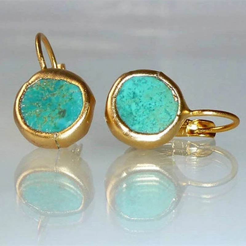 C&G™| Gold Earrings With Turquoise Stone