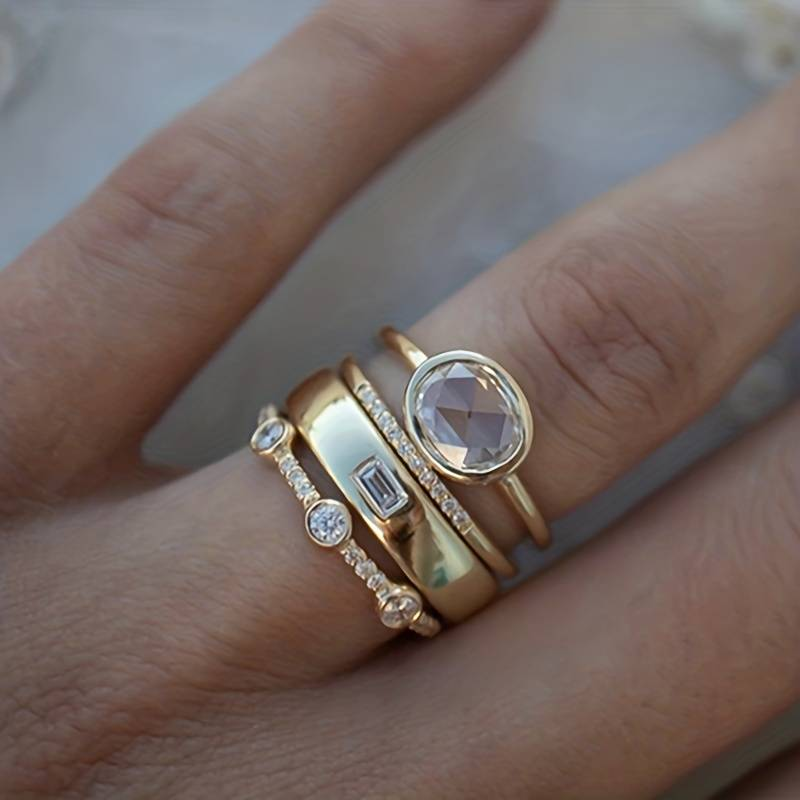 C&G™| Vintage Gold Ring Set With Zirconia