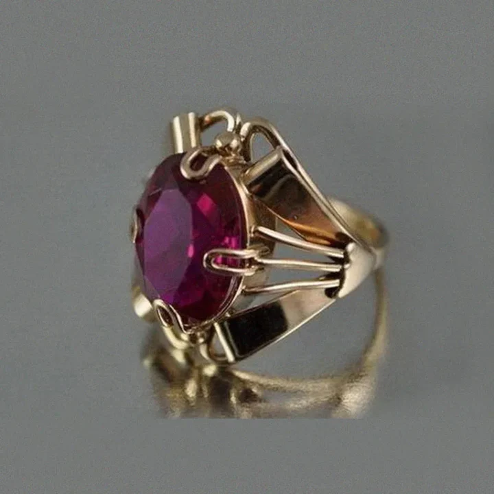C&G™| Vintage Gold Garnet Crystal Ring