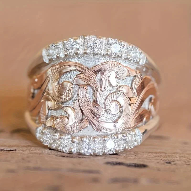 C&G™| Vintage Silver And Rose Ring