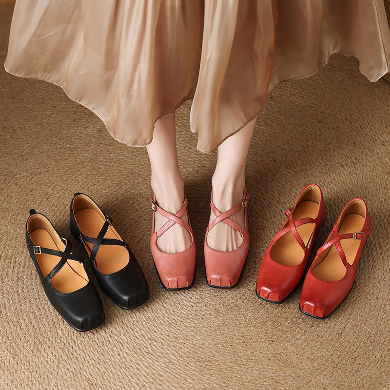 C&G™| Edith Leather Mary Janes