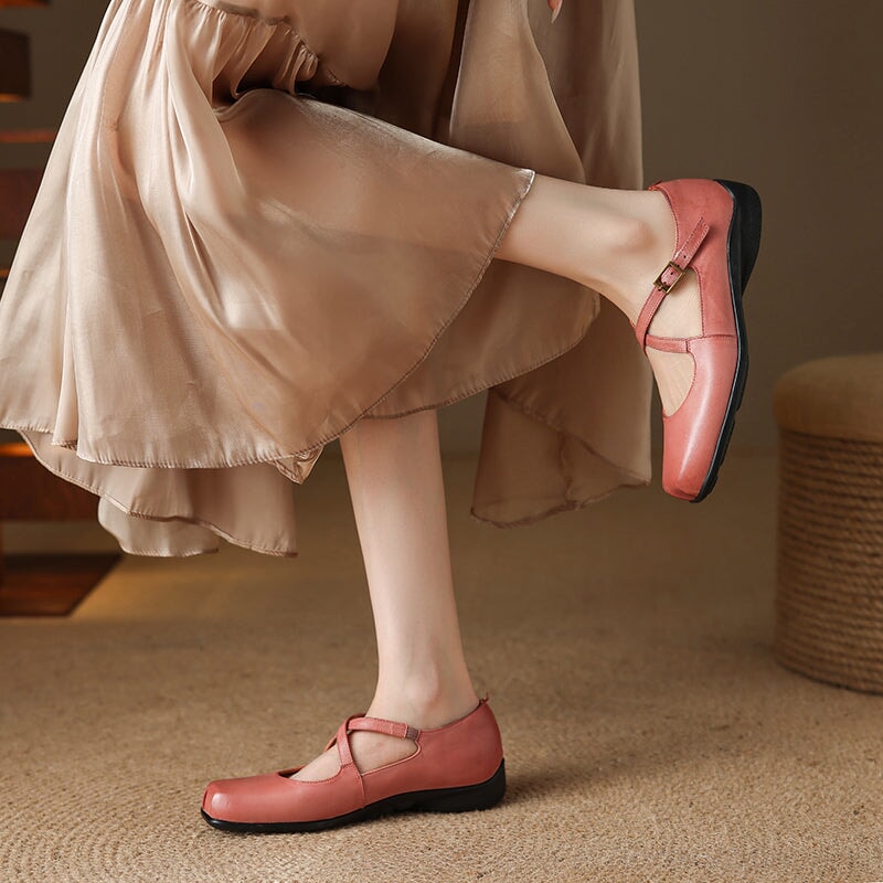 C&G™| Edith Leather Mary Janes