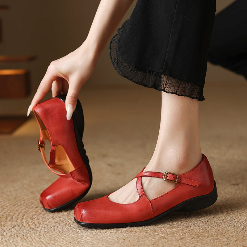 C&G™| Edith Leather Mary Janes